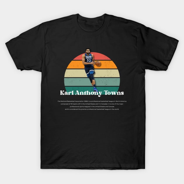 Karl Anthony Towns Vintage V1 T-Shirt by Gojes Art